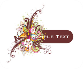 frame for text with floral ornament and grunge elements