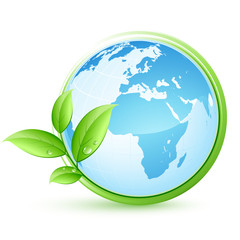 planète terre bleue et feuilles