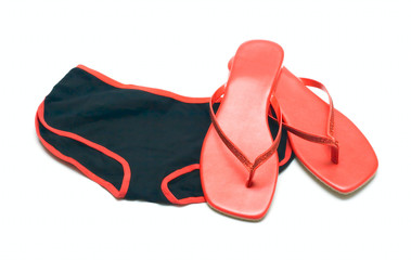 Shorts and shoes isolated on white