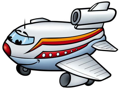 Aeroplane B - smiling cartoon illustration