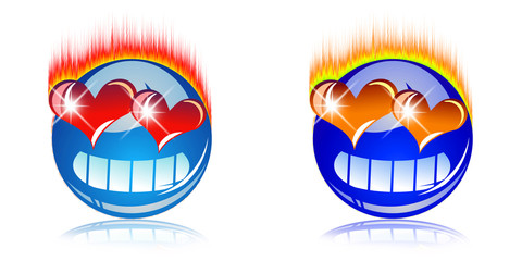 Two crazy lovers smile icons