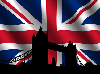 Obraz na płótnie Canvas Tower Bridge London with British Flag