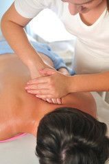 Obraz na płótnie Canvas back massage at the spa and wellness center