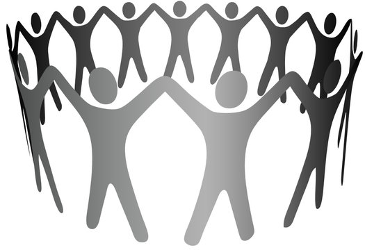 Group Symbol People Hold Hands Arms Up in Circle Ring Chain