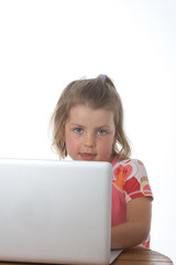 Young Blonde Child on Laptop