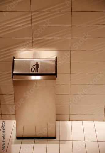 "Garbage can in public bathroom" Stock photo and royalty-free images on ...