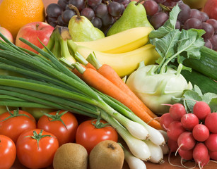 Assortment of fresh vegetables and fruit