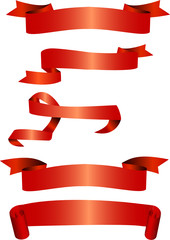 set of red banners