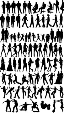 People  silhouettes, work with vectors