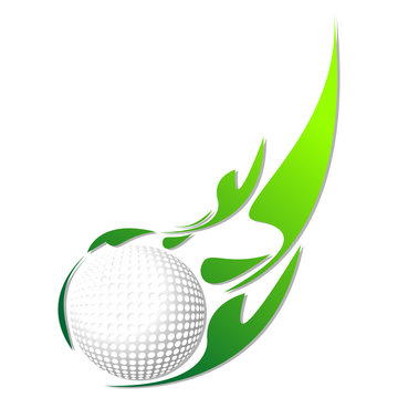 Golf Ball With Green Effect Isolated Over White Background