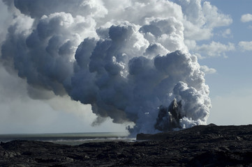 Kilauea Volcano enters ocean, Kalapana, Hawaii