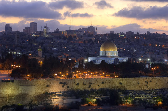 Old City of Jerusalem at sunset