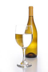 Wine bottle with a glass