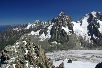 Chamonix-Glacier d' Argentiere-Mont Blanc-Massiv - obrazy, fototapety, plakaty