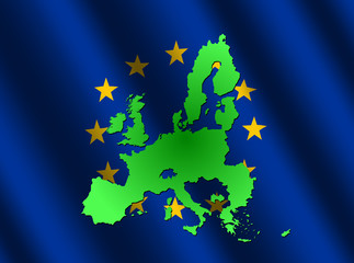 map of EU on rippled flag