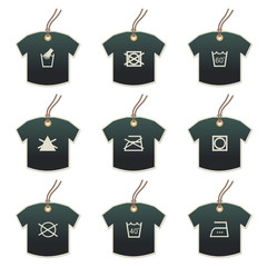 tshirt tags with fabric care icons
