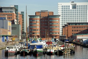 City harbour with apartments