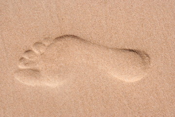 Fototapeta na wymiar single footprint on sand