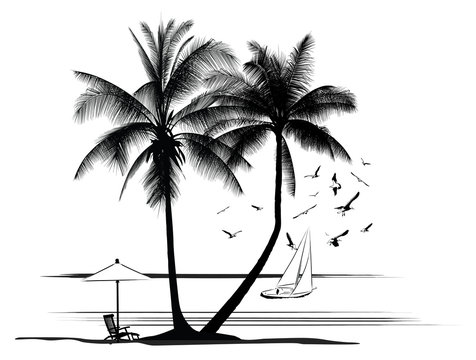 illustration of a beach landscap