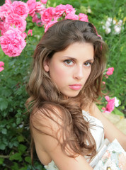 Fototapeta premium girl and roses