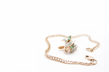 Golden bracelet and ear rings