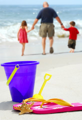 Father and Kids at Beach