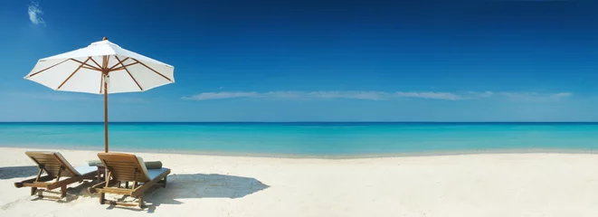 Foto auf Acrylglas Strand und Meer zwei Stühle-Banner