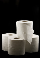 Rolls of white toilet paper
