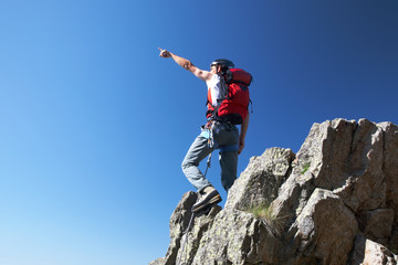 Climber pointing