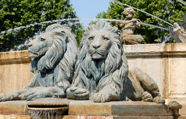 Lion statues in Aix-en-Provence, southern France