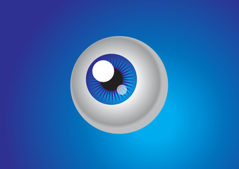 Blue eye on blue background