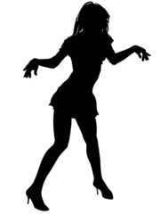 Fototapeta na wymiar Vector girl silhouette against the white background