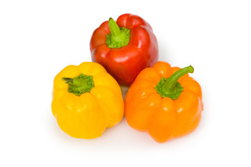 Three bell peppers isolated on the white