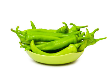 Green peppers isolated on the white background