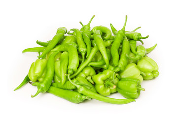 Green peppers isolated on the white background