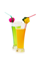 Orange and apple cocktail isolated on the white background