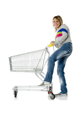 girl with the shopping cart