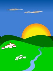 Fototapeta premium paysage montagne et campagne landscape montain