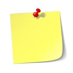 Yellow reminder note with red pin.