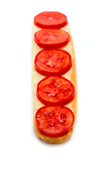 Sandwich with tomato isolated on white