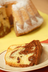 Detail of cuts of home made angel cake