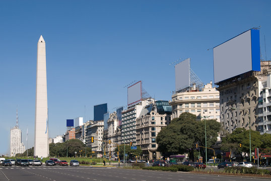 9 de Julio Avenue and The Obelisk in Buenos Aires, Argentina