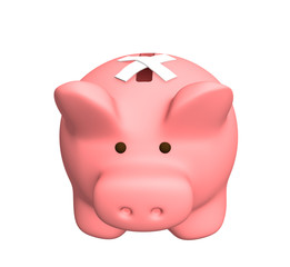 Piggy bank with the closed hole. Object over white