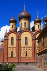 Fototapeta na wymiar Main cathedral of Russian Orthodox Puhtitsa Convent