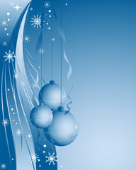 blue christmas vector with snowflakes and blobs