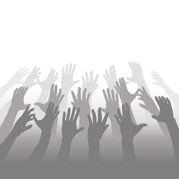 Hands of a Crowd of People Reach for Copyspace