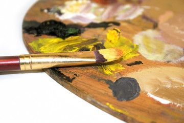 Öl malerei mit Pinsel und Farben