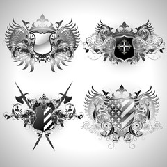 set of heraldic shields