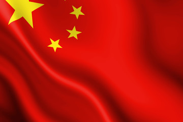 Chinese flag waving in the wind