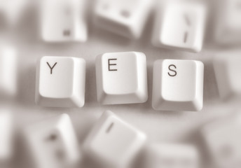 Computer keys with yes word